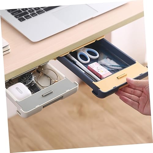 Miniatura 9 de EXCEART Caja de almacenamiento con cajón, cajón de almacenamiento oculto, cajón de mesa oculto, bandeja de cajón autoadhesiva, bandeja para lápices,