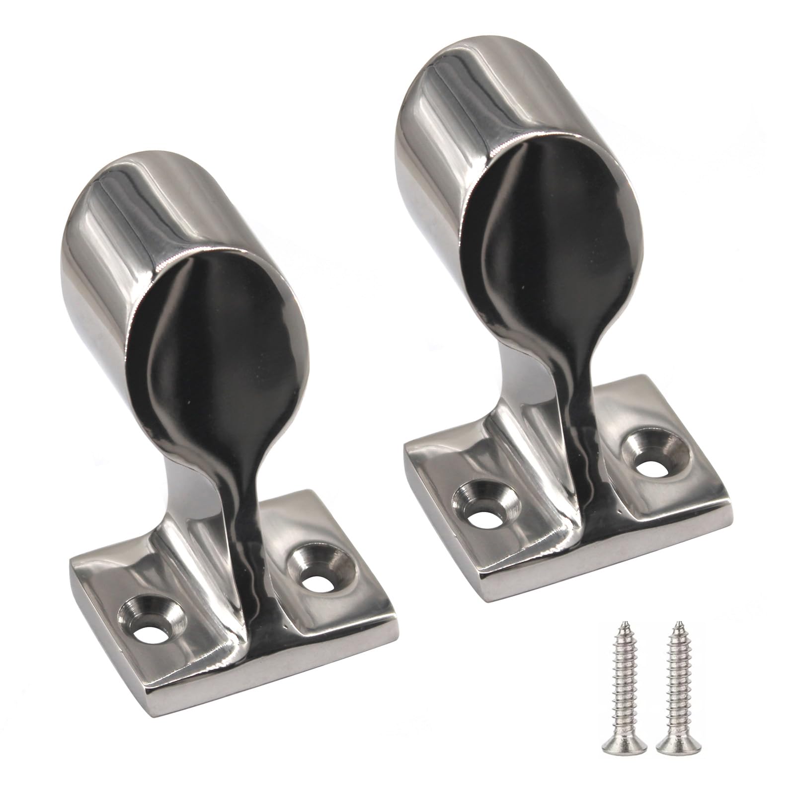 Staffa terminale per corrimano per barche da 2,2 cm, 60 gradi, in acciaio inox 316, per yacht e barche (2 pezzi con viti)