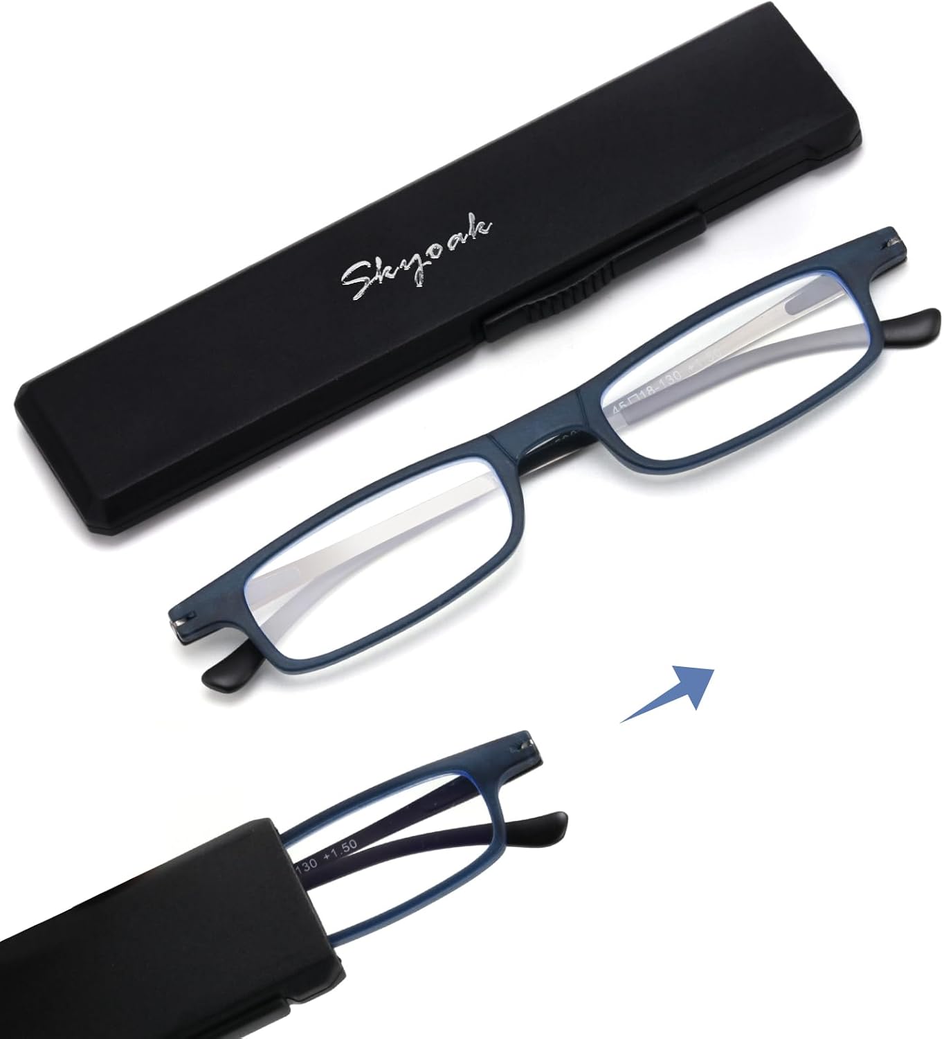3 Pack Ultra thin Lightweight Folding Reading Glasses Women Men TR90 Blue Light Blocking Anti UV/Eyestrain Foldable Compact Computer Readers Portable Unique Stretchable Slim Flat case Gunmetal, +1.5