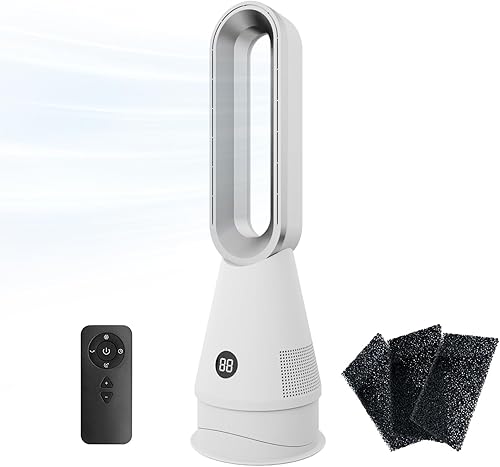 Miniatura 16 de Ventilador de torre, ventilador de enfriamiento sin aspas de 31.5 pulgadas con filtro HEPA 99.97%, ventilador de piso 2 en 1, combo oscilante de 80°