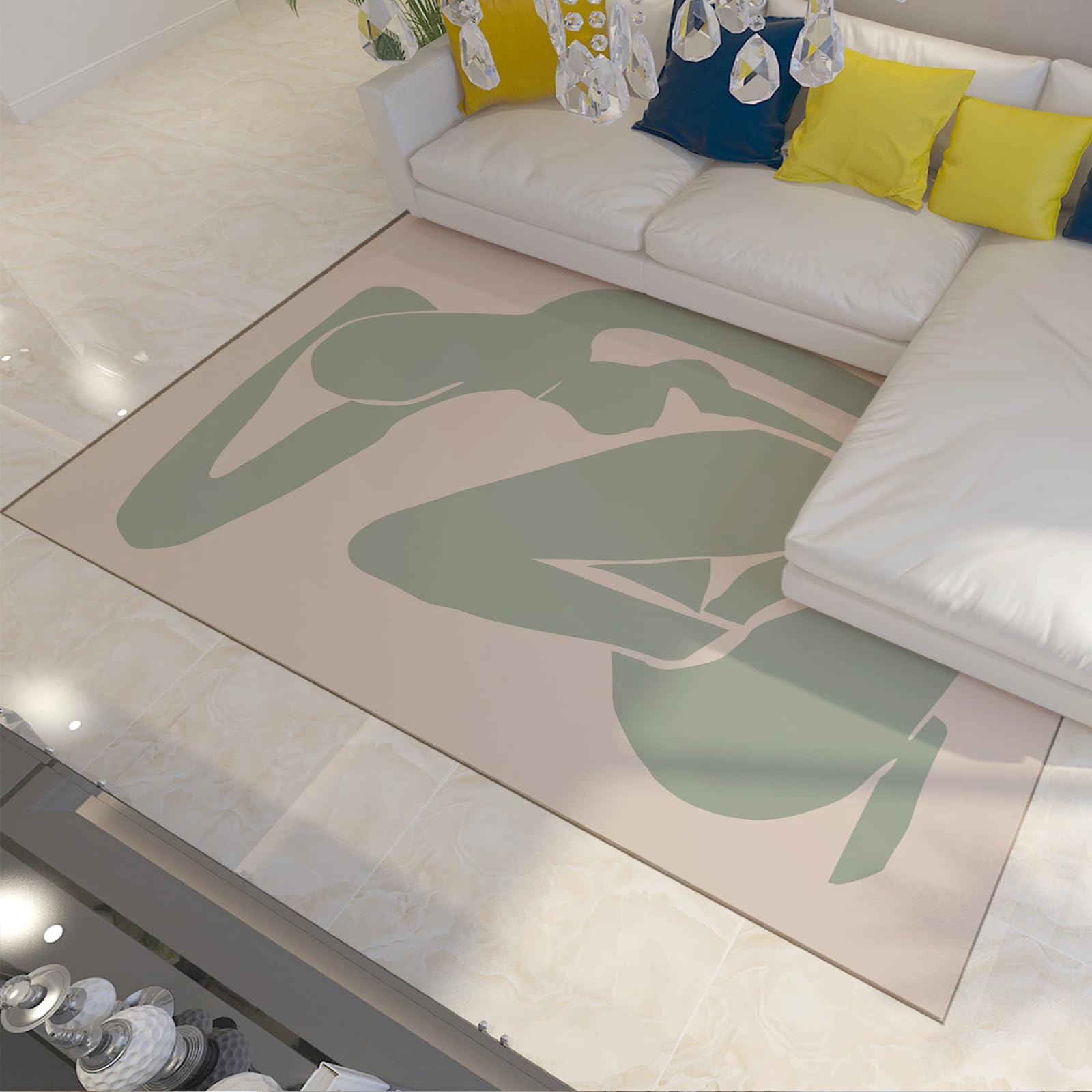 Tapis Matisse vert antidérapant 100x150 cm pour éviter les glissades