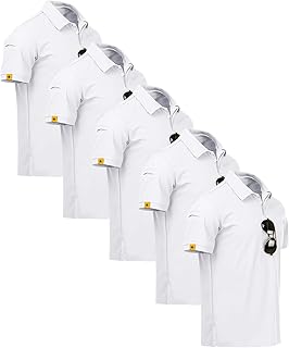 5 Pack Mens Polo Shirt Short Sleeve Sports Golf Tennis T-Shirt Moisture-Wicking Summer Shirts - Buy now