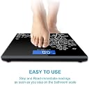 Plenzo Digital Body Weight Scale with LCD Display, Tempered Glass Platform, Floral Pattern, Accurate Bathroom Weighing Machine, Black gallery image
