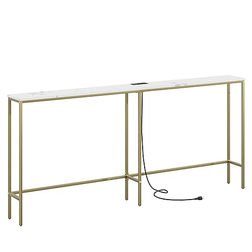 70.9 Inch Console Table with Power Outlet,Modern Narrow Long Sofa