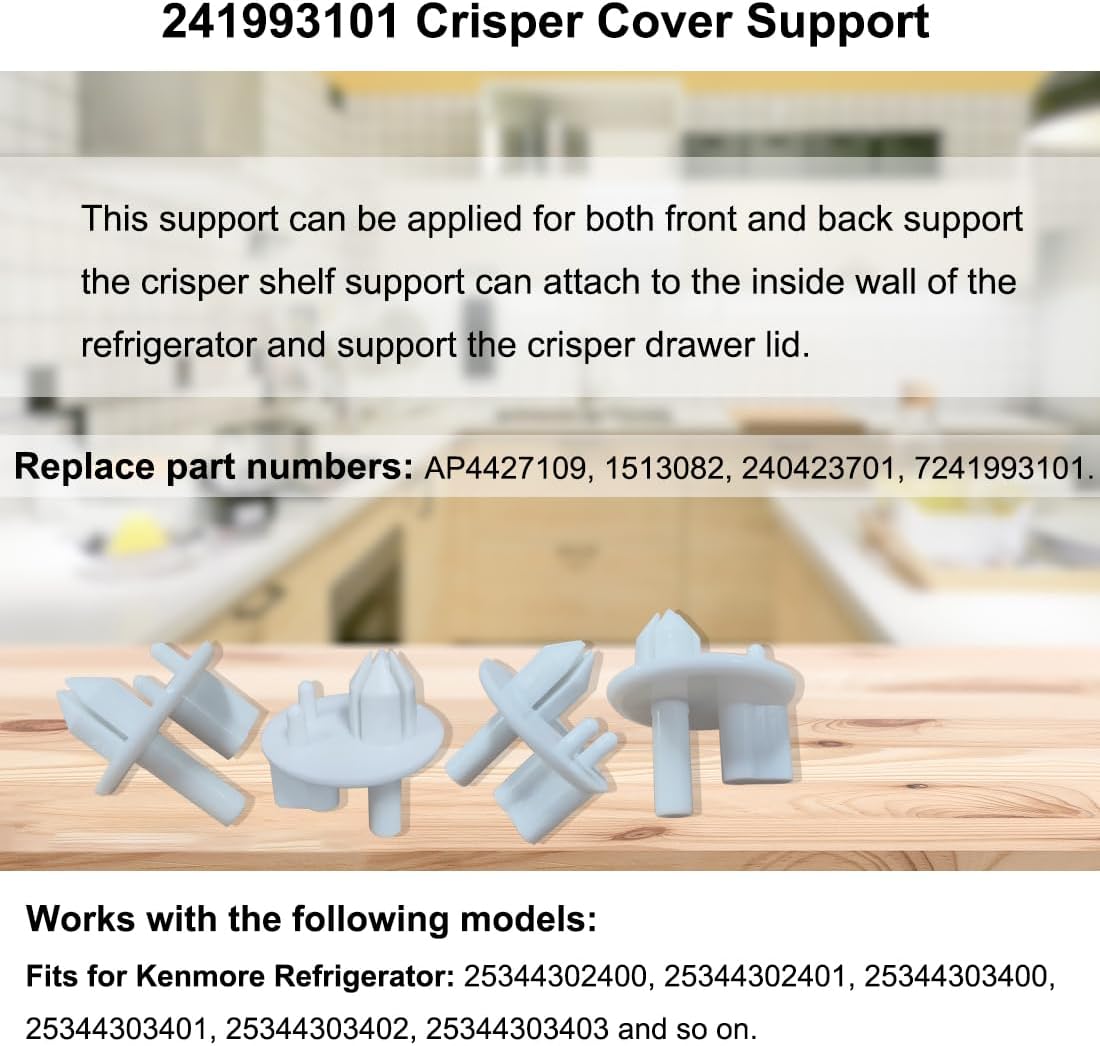 4 PCS 241993101 Crisper Shelf Cover Support Fit Parts for Frigidaire Sears Kenmore Refrigerator Shelf Bracket Replace 1513081 240350802 AH2358879 AP4393090 EA2358879 PS2358879
