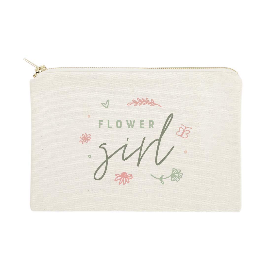The Cotton & Canvas Co. Floral Flower Girl Wedding Cosmetic Bag, Bridal Party Gift and Travel Make Up Pouch