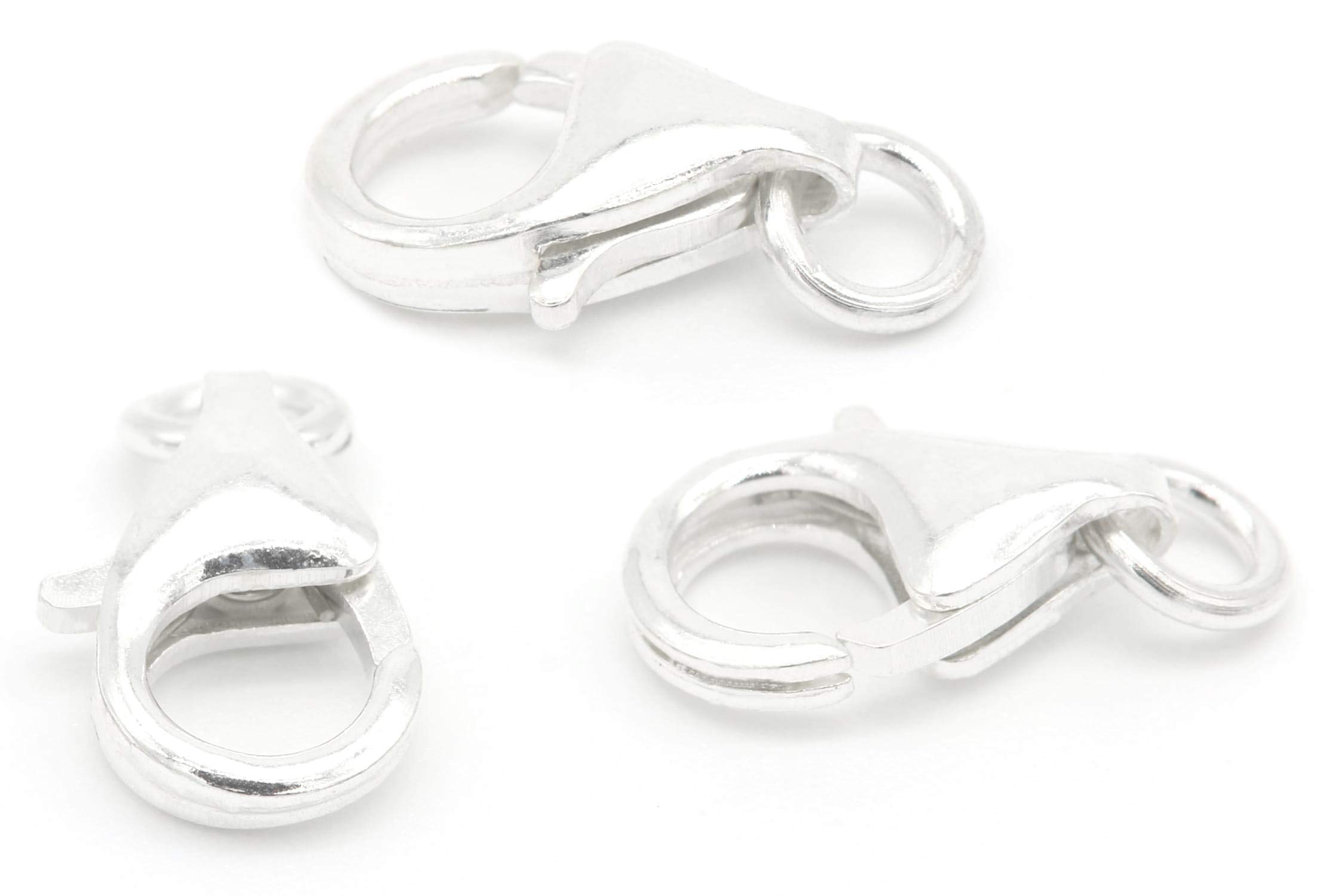 NaturSchatulle 14mm Karabinerverschluss 100% Sterling Silber 925 I 10 Stück Schmuckverschluss Karabinerhaken Kettenverschluss Basteln Schmuckherstellung