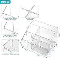 Vista 7 de Portalápices acrílico, organizador de bolígrafos transparente de 5 ranuras para escritorio, bonita taza de papelería para oficina, escuela, hogar