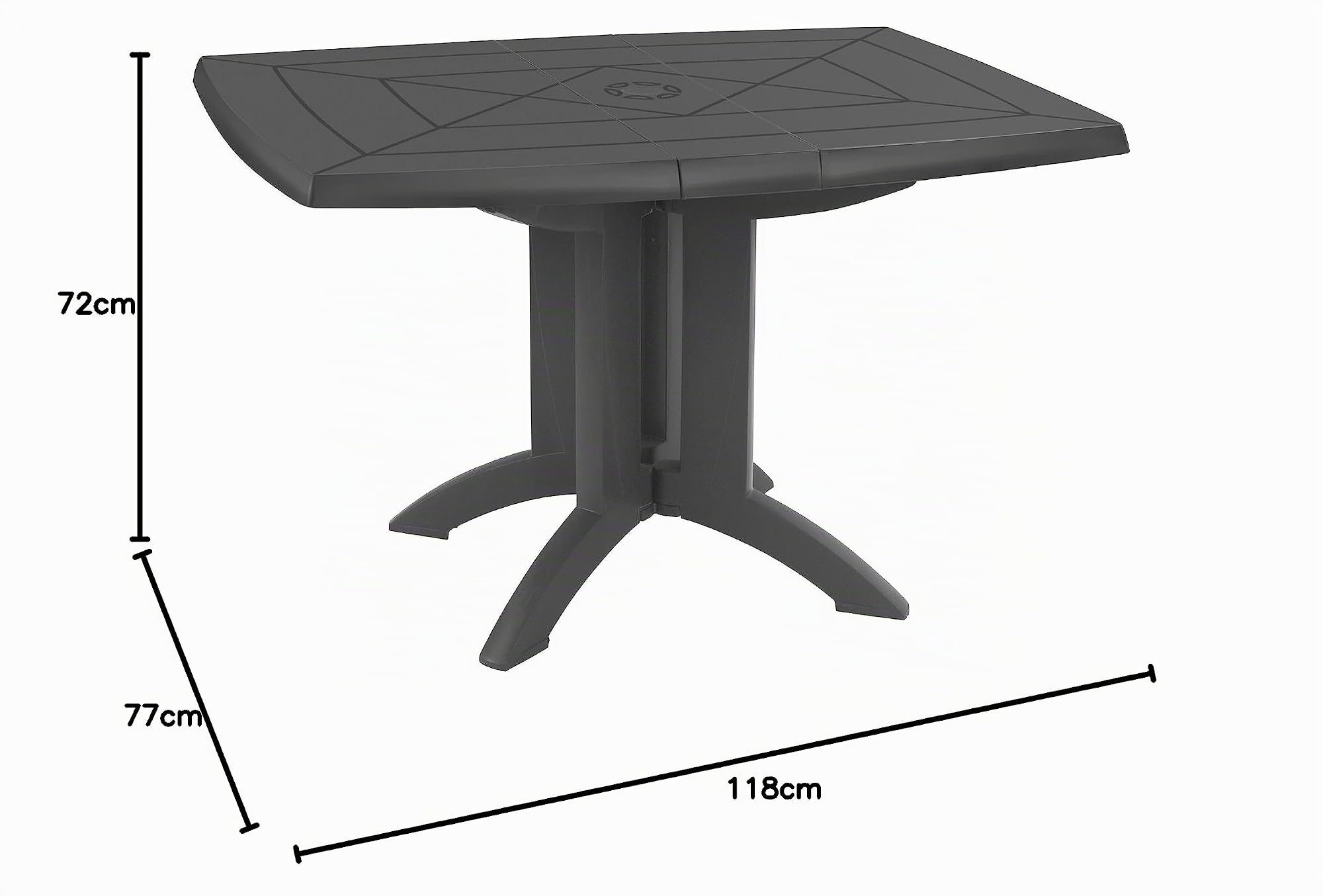 GROSFILLEX 52149002 - Tavolo Vega 118 x 77, Antracite, 118 x 77 x 72 cm