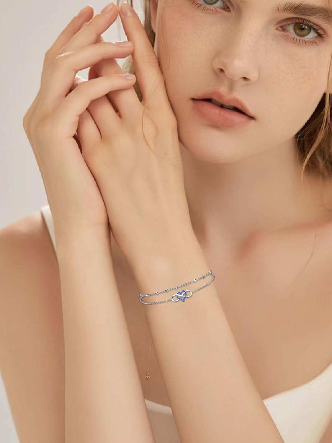 Dorunmo 925 Sterling Silver Infinity Heart Cross Circle Evil Eye Anklet Bracelets for Women Mother's Day Jewelry for Wife Girlfriend Mom Her - Image 2