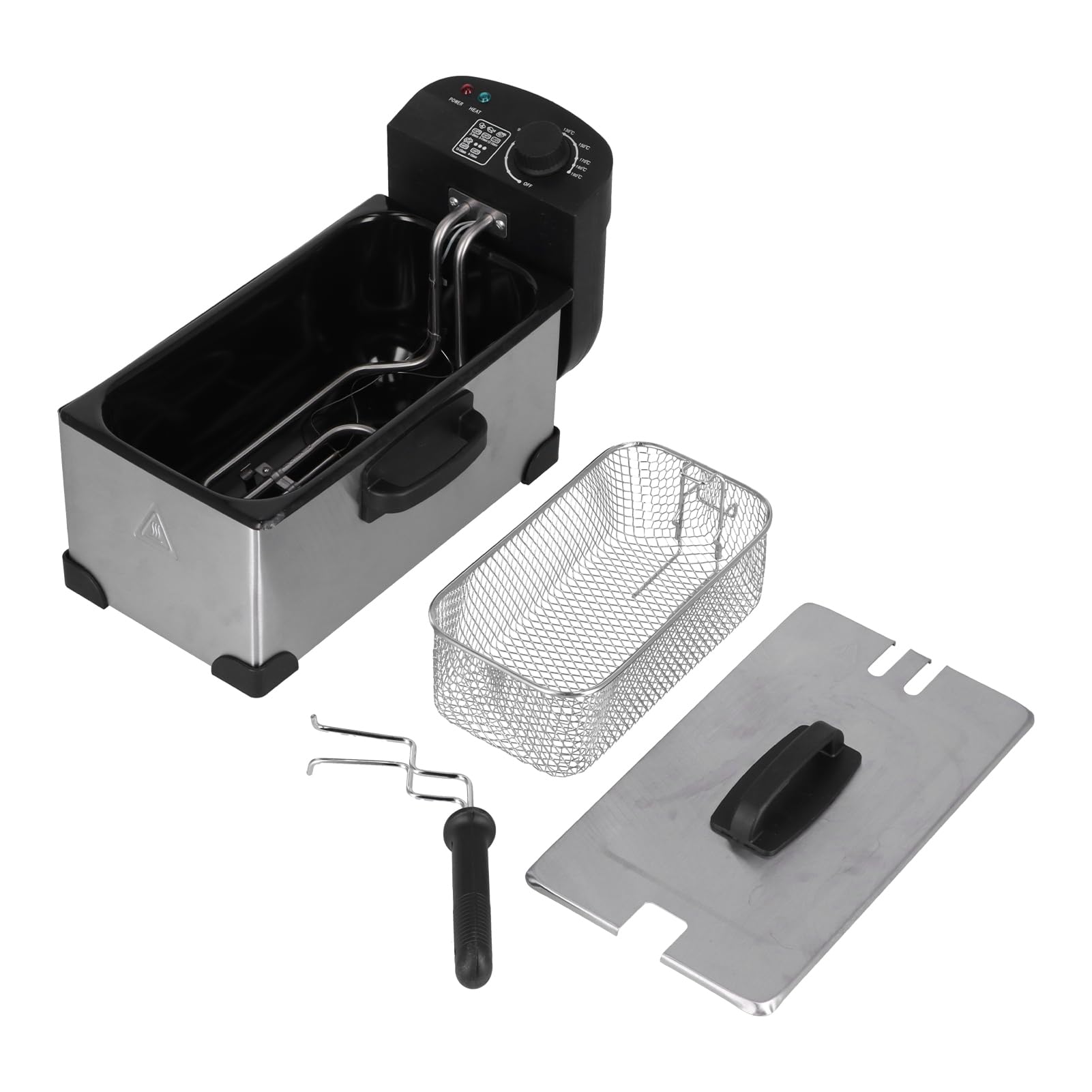 Freidora eléctrica de 3,5 L, potente freidora de acero inoxidable de 2000 W para uso privado y comercial