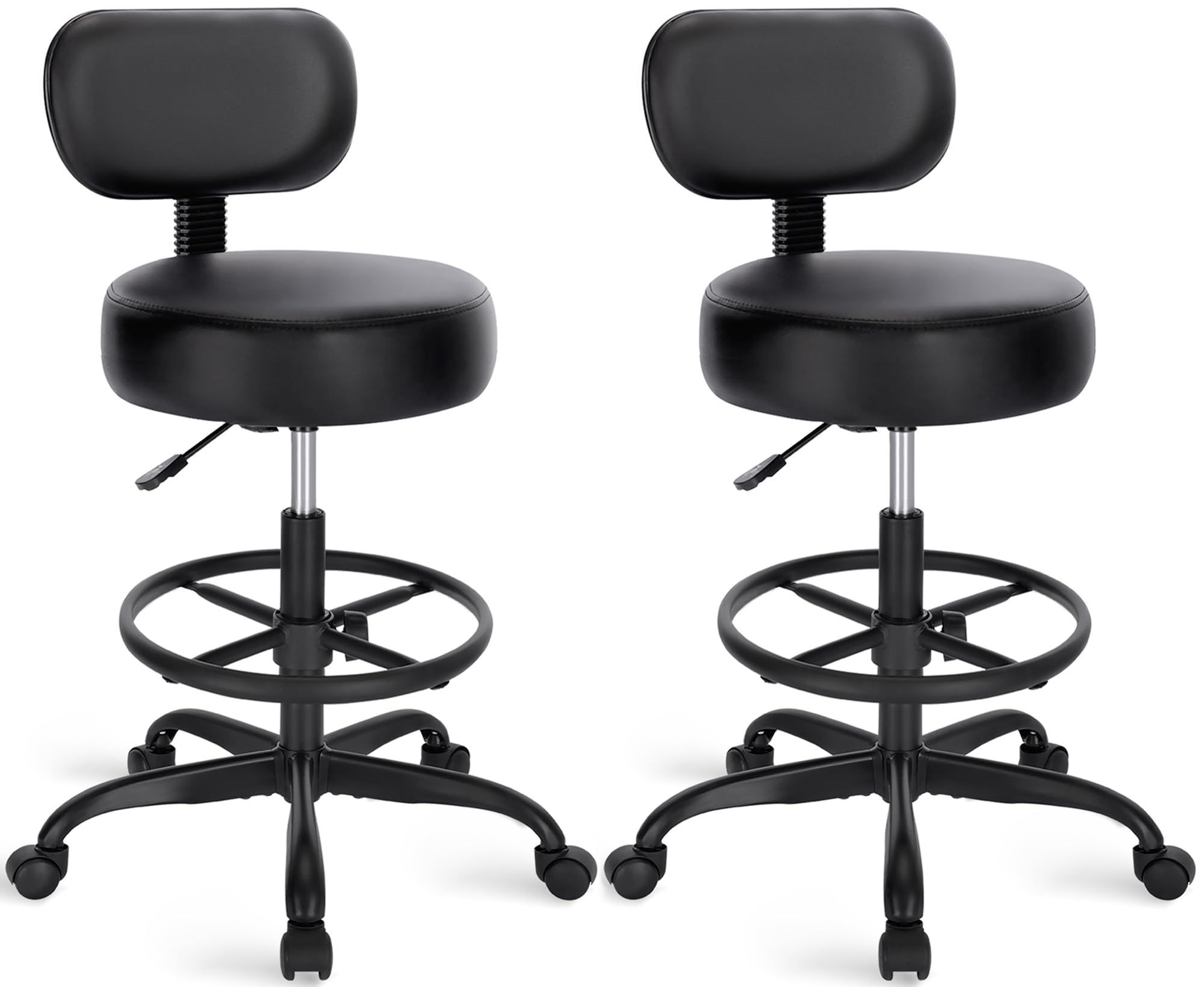 SUPERJARE Drafting Chair with Backrest, Set of 2, Swivel Barstools for Shop