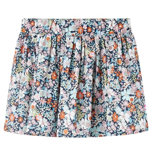 Kinderrock Blumenmuster Mädchen Rock Kinder A-Linie Minirock Dunkelblau...