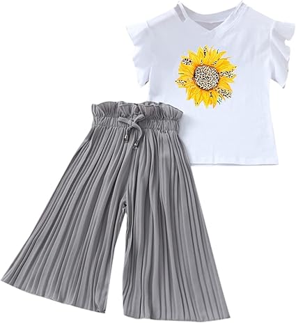 Amazon.com: Ropa de primavera y verano para niños, camiseta floral con  volantes, pantalones sueltos para adolescentes de 3 a 12 años : Deportes y  Actividades al Aire Libre