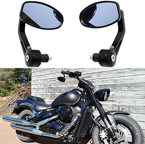 Rétroviseurs Moto Universels 22mm (7/8") - Paire Orange, Miroir Bleu, Réglable à 360° - Pour Guidon Standard
