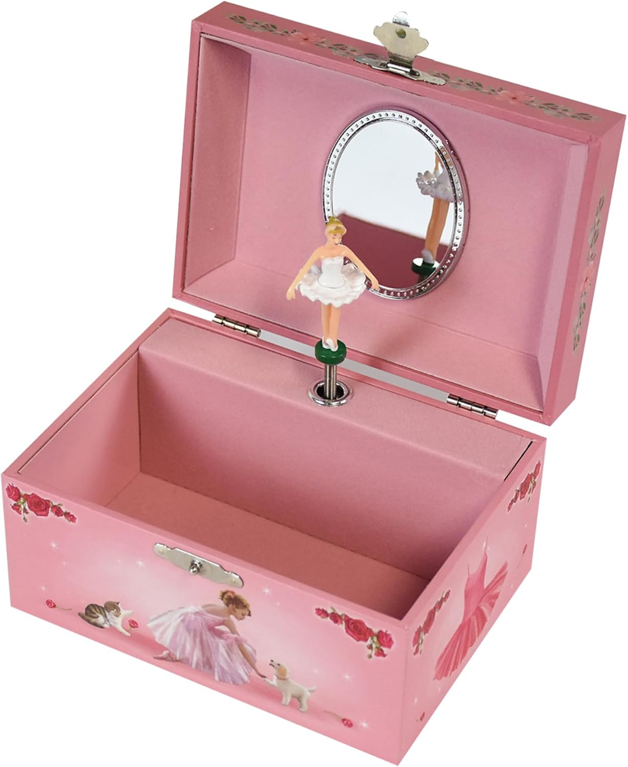 Jewelry Box with Music 5.9x4.1x3.4'' MDF Ballerina Jewelry Box for Girls Ballerina Music with Twirling Dancer & Pull-Out Drawer for Toddlers and Little Girls
