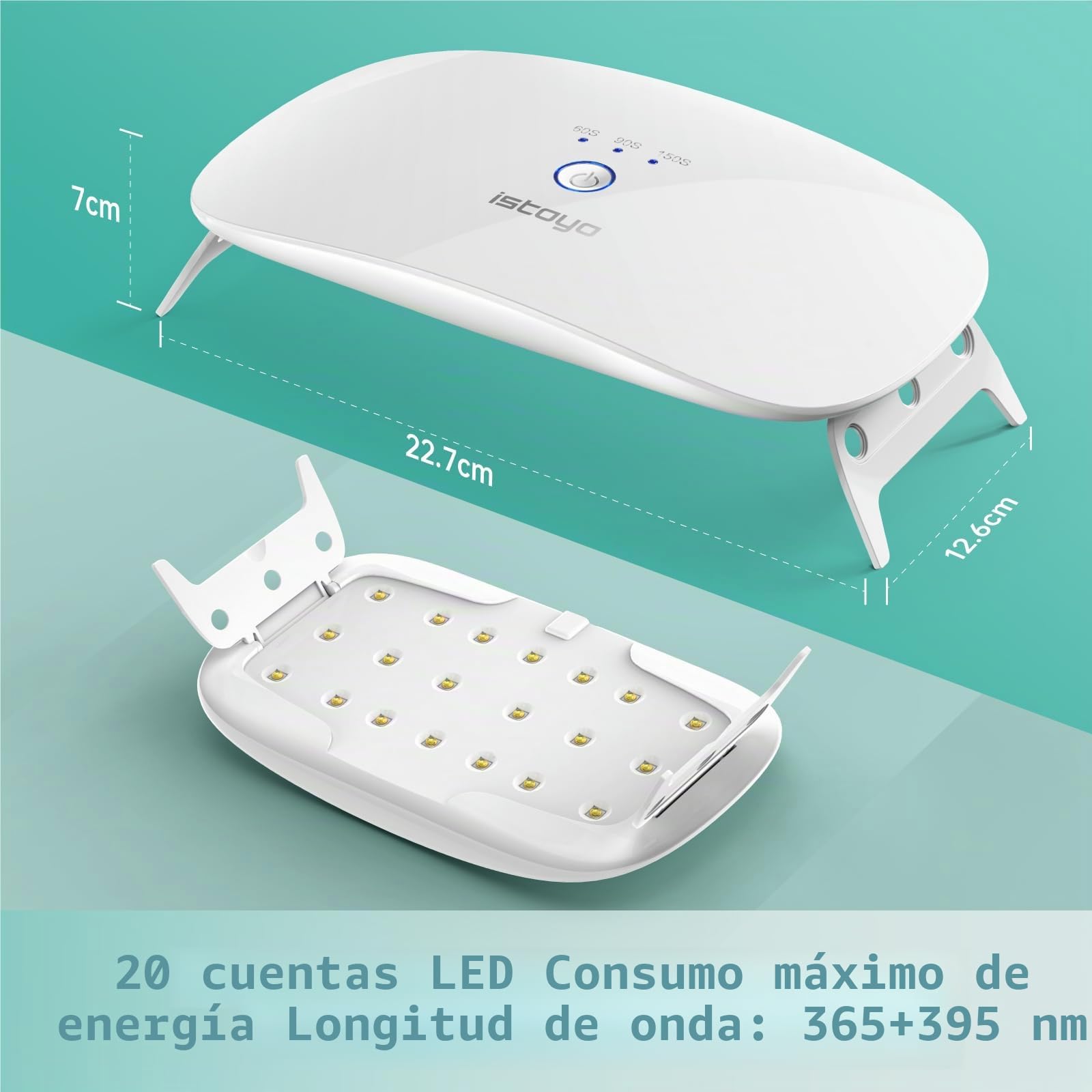 ISTOYO Luz UV de doble longitud de onda de gran tamaño para curado de resina, lámpara portátil para hacer joyas, manualidades, kit de resina y suministros