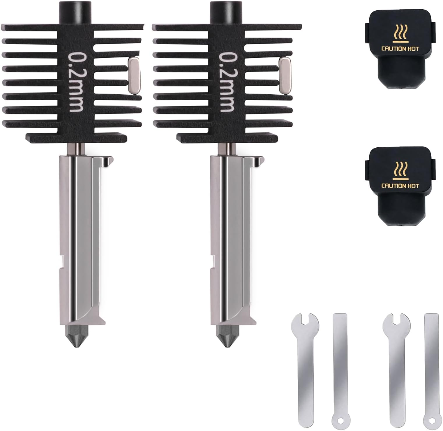 2PCS A1 Mini Upgrade Hotend Kit, 3D Printer Print Head Hot End Heating Block Kit with 0.2 mm Hardened Steel Nozzle and Silicone Socks for Bambu Lab A1/A1 Mini