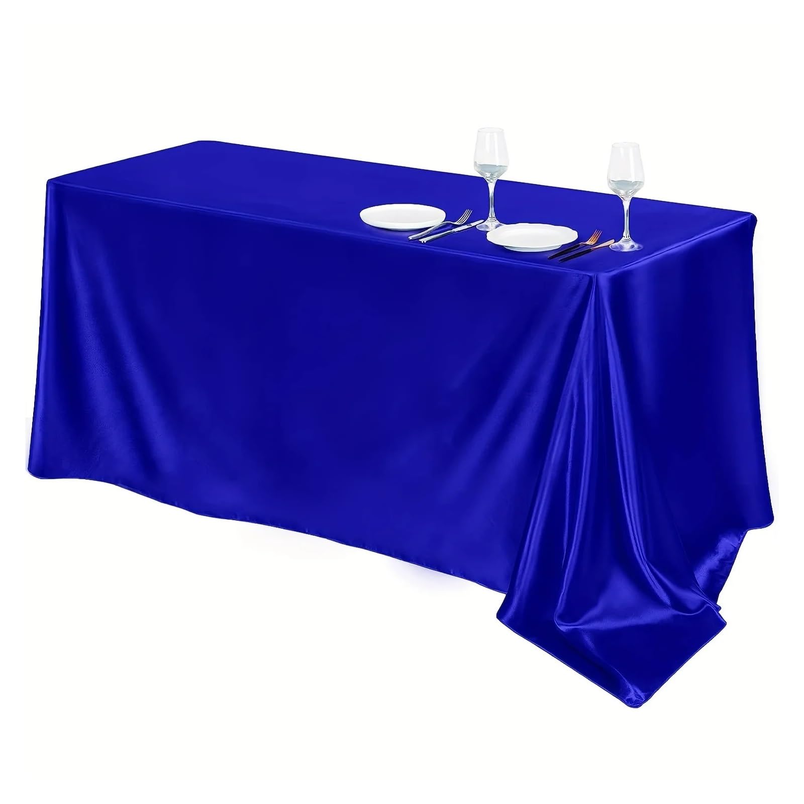 LOPJGGYF Solid Color Conference Banquet Hotel Dining Table Exhibition Advertising Tablecloth Officetable Cloth Art Rectangular for Wedding Banquet Party Events(Blue,145x145cm)