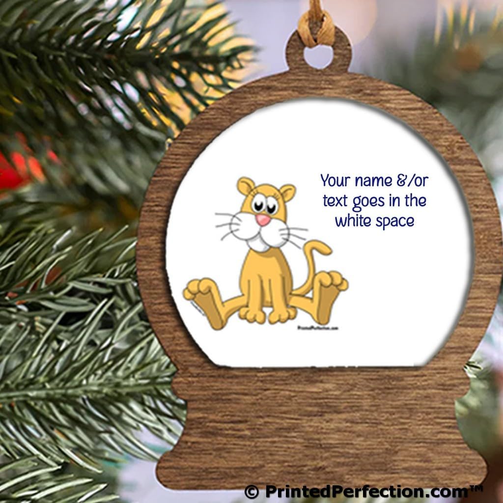 PrintedPerfection.com Personalized Lion - Female Wooden Snow Globe Shaped Christmas Ornament