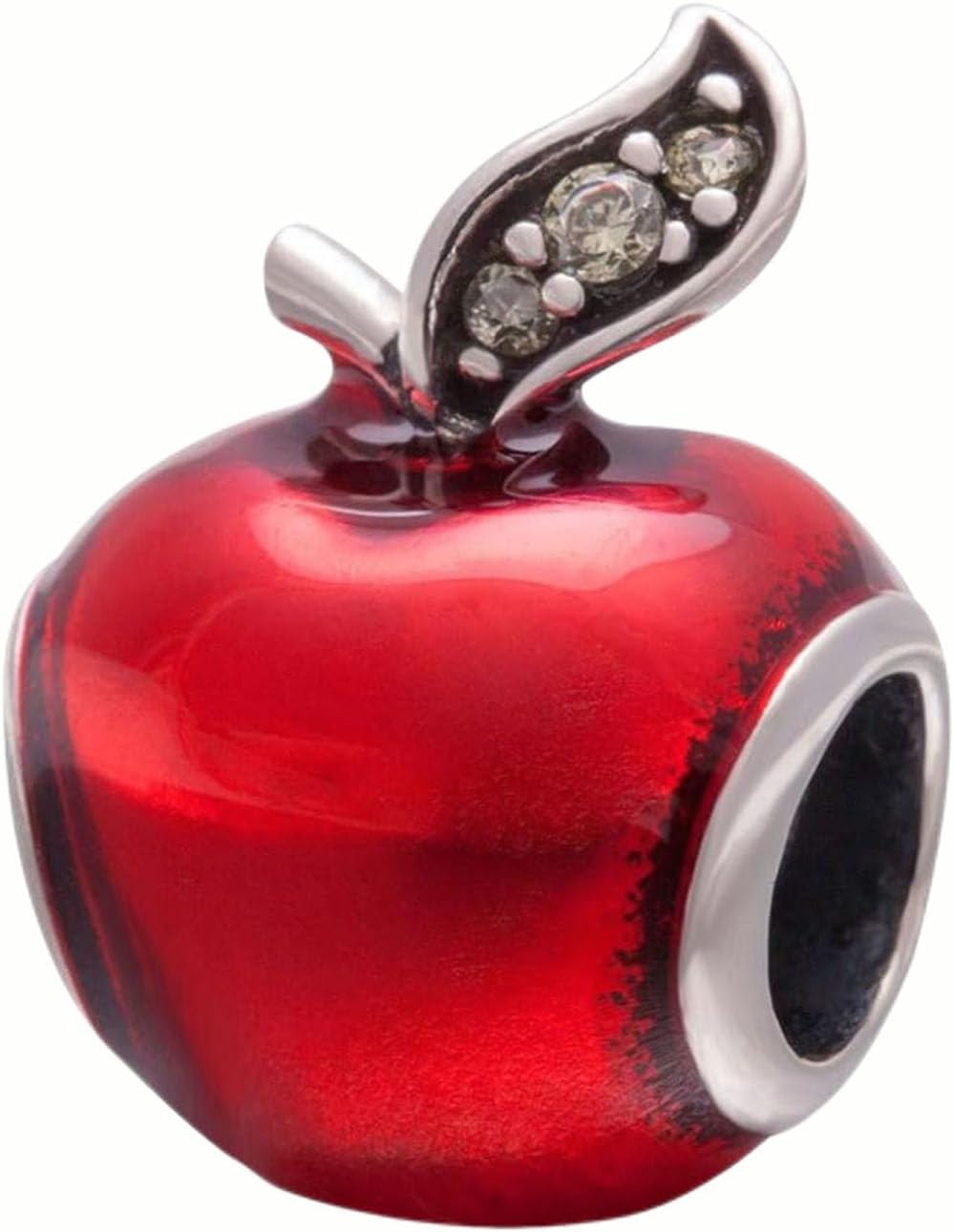 Amoony Apple Charm with Red Enamel Sterling Silver Lucky Fruit Charm for DIY Charms Bracelet