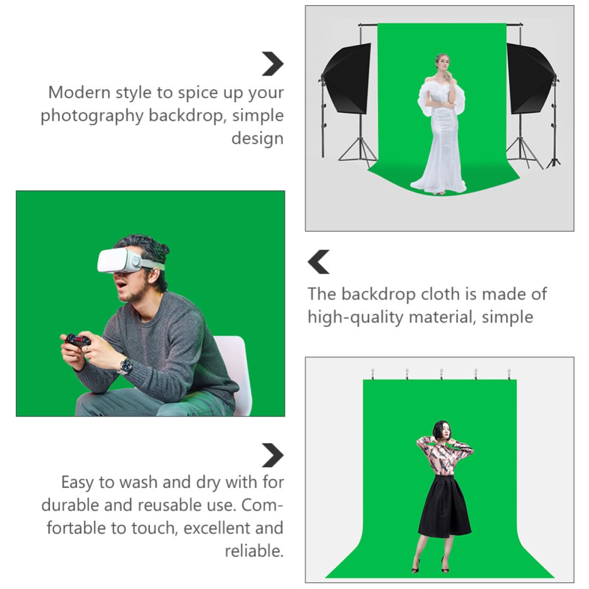 Fondo de Fotografía Verde de Poliéster y Algodón, Fácil de Lavar y Secar, Adecuado para Estudios y Videos de Maquillaje Diseño Moderno y Sencillo
