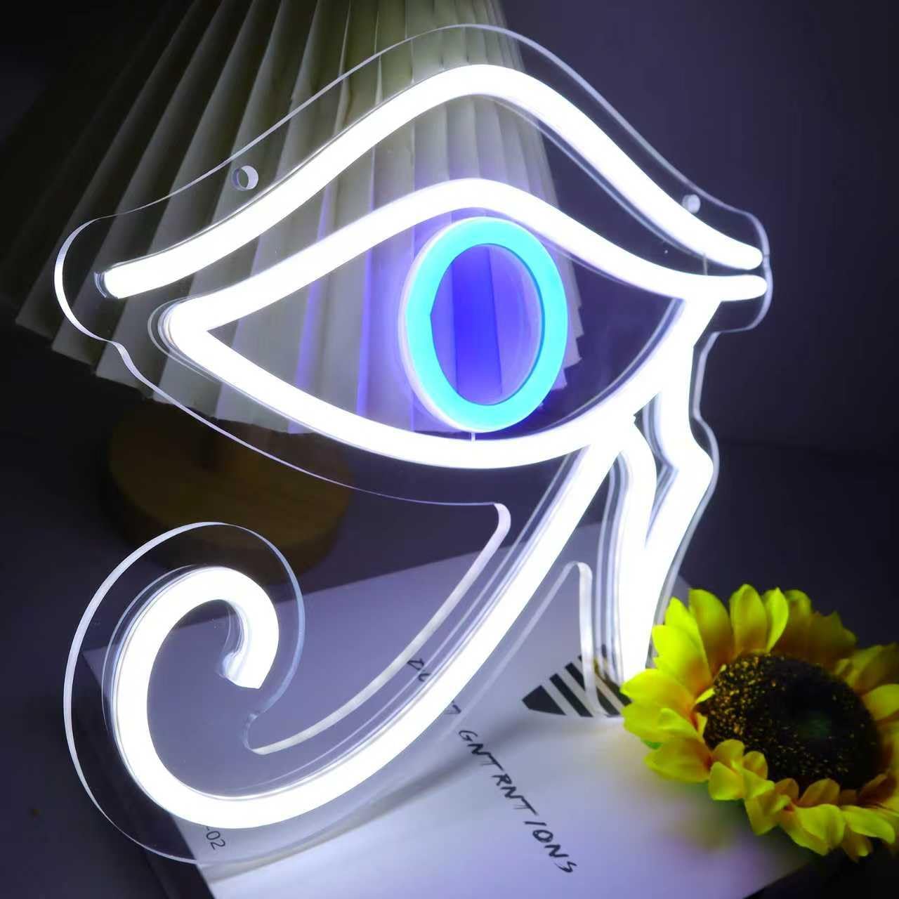 Eyes Neon of Horus Sign Evil Eye Neon Sign for Wall Decor, USB Dimmable LED Light for Game Room Bedroom Man Cave Bar Birthday Party Decoration Christmas Gifts(11 * 9inch)