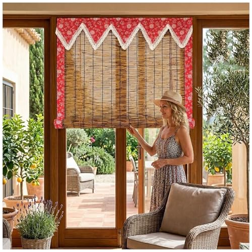 Estor Exterior Impermeable de Caña Confort 45 x 240cm,Cortina de Bambú para Toldos Verticales y Marquesinas,Persiana Enrollable Resistente al Desgaste Diario para Ventanales
