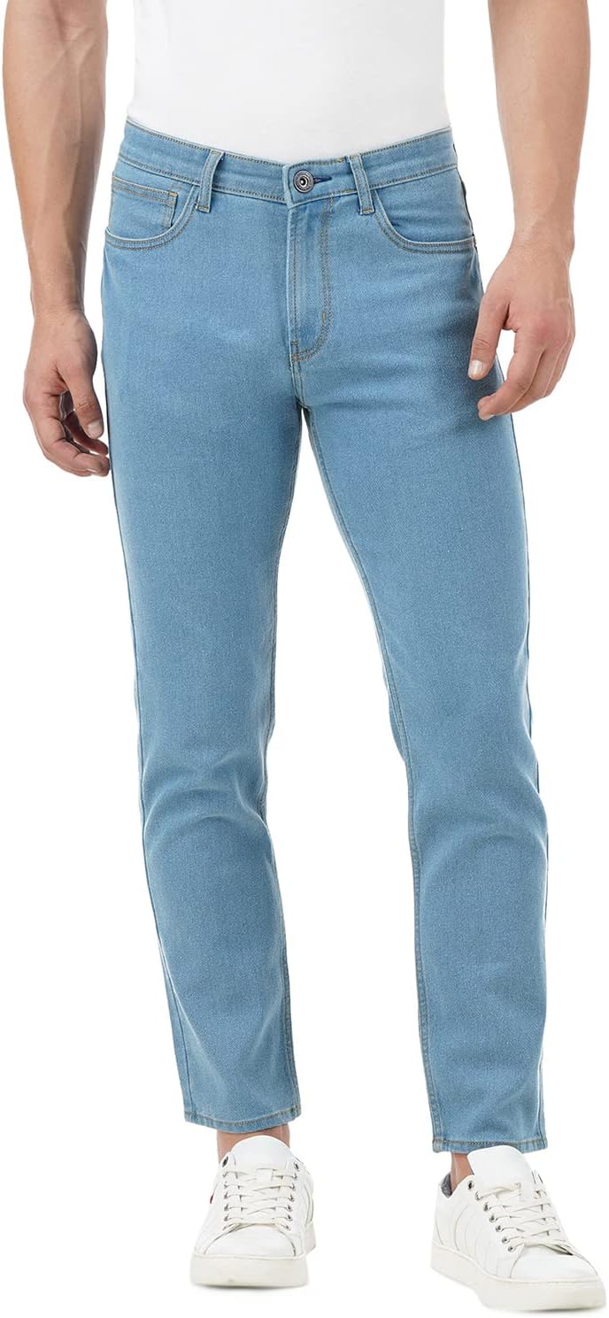 Men's Regular Fit Jeans - Mid-Rise | Cotton Blend | Contrast Stitch| Stretchable Fabric | Classic 5 Pocket Styling (Indigo - Denim Drama, 42)