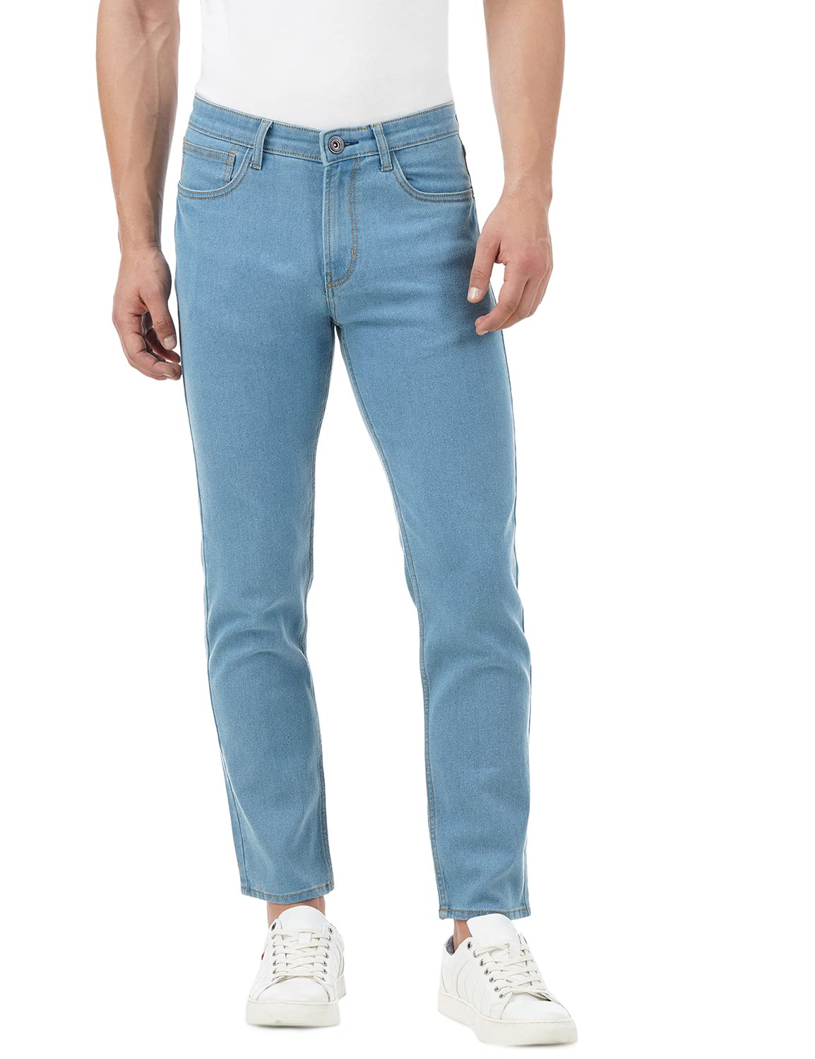 inkd Men's Regular Fit Jeans - Mid-Rise | Cotton Blend | Stretchable Fabric | Contrast Stitch | Classic 5 Pocket Styling | Jeans for Men-picture-35