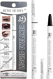 قلم تحديد عيون سائل ابيض يدوم طويلا بطرف دقيق للاستخدام طوال اليوم من روز بيري، موديل RB-EL0392