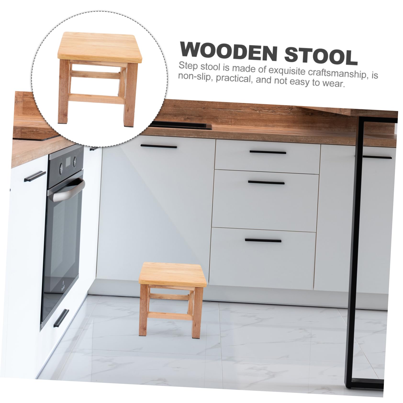 Veemoon Petit Tabouret en Bois pour Changer Chaussures, 25cm Carré, 1 Pièce