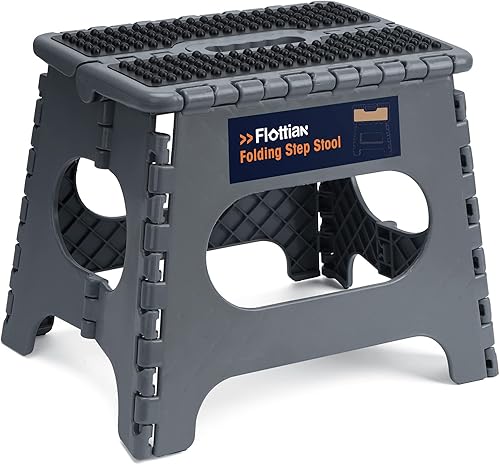 Flottian Taburete plegable de 11 pulgadas para adultos y niños con capacidad para hasta 300 libras, taburetes plegables antideslizantes con asa