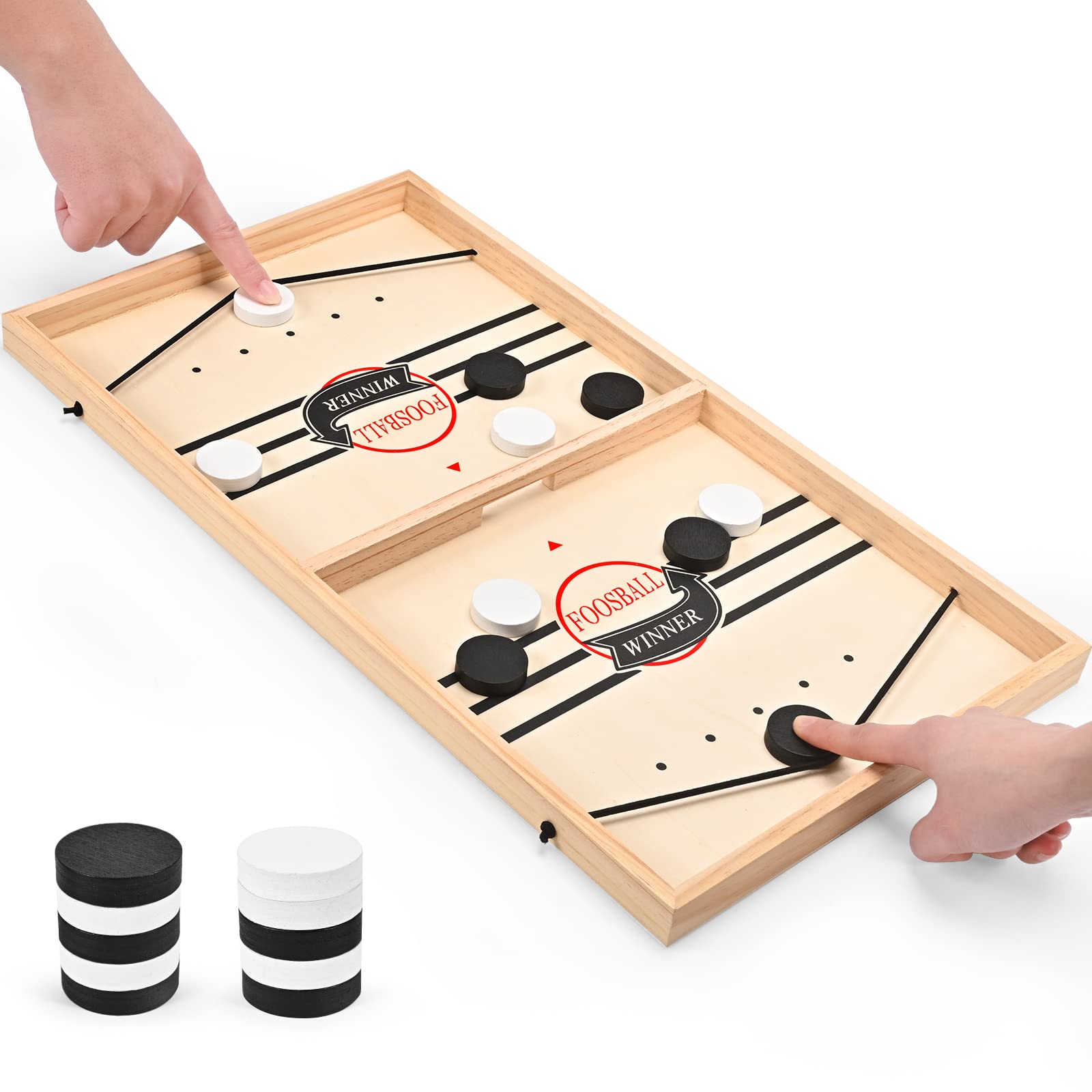 CRETVIS 21" Large Fast Sling Puck Game, Slingshot Games Toy for Adults -Child,Table Desktop Battle Wooden Hockey Table Game, Family Foosball Winner Board Games Toys