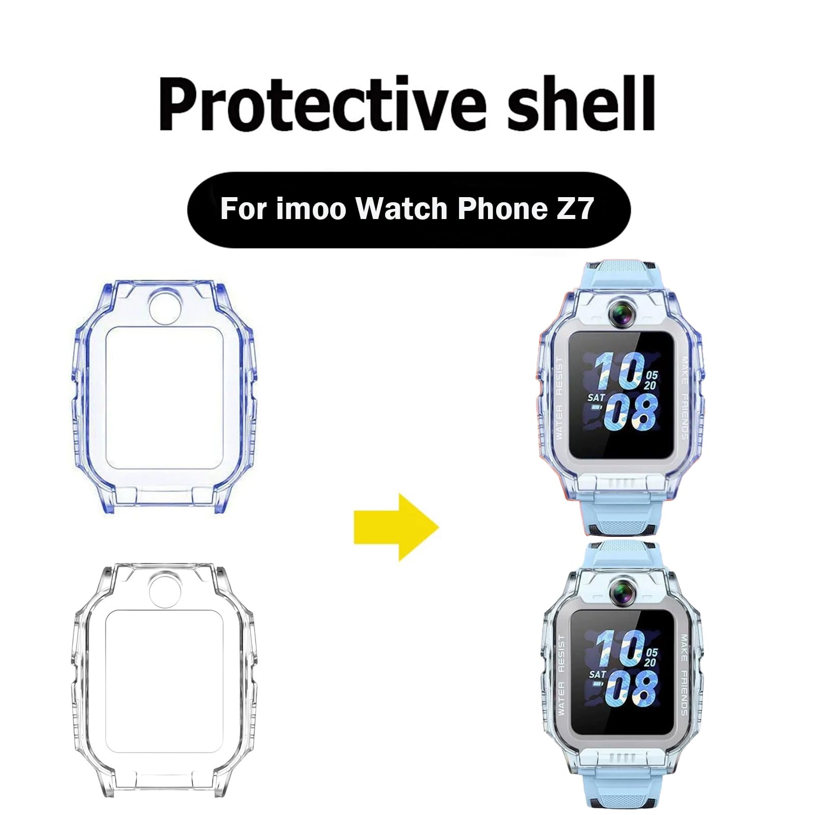 2 sztuki etui do imoo Watch Phone Z7, silikonowe, odporne na wstrząsy, elastyczne etui, ultracienkie przenośne etui ochronne do imoo Z7, niebieskie i przezroczyste