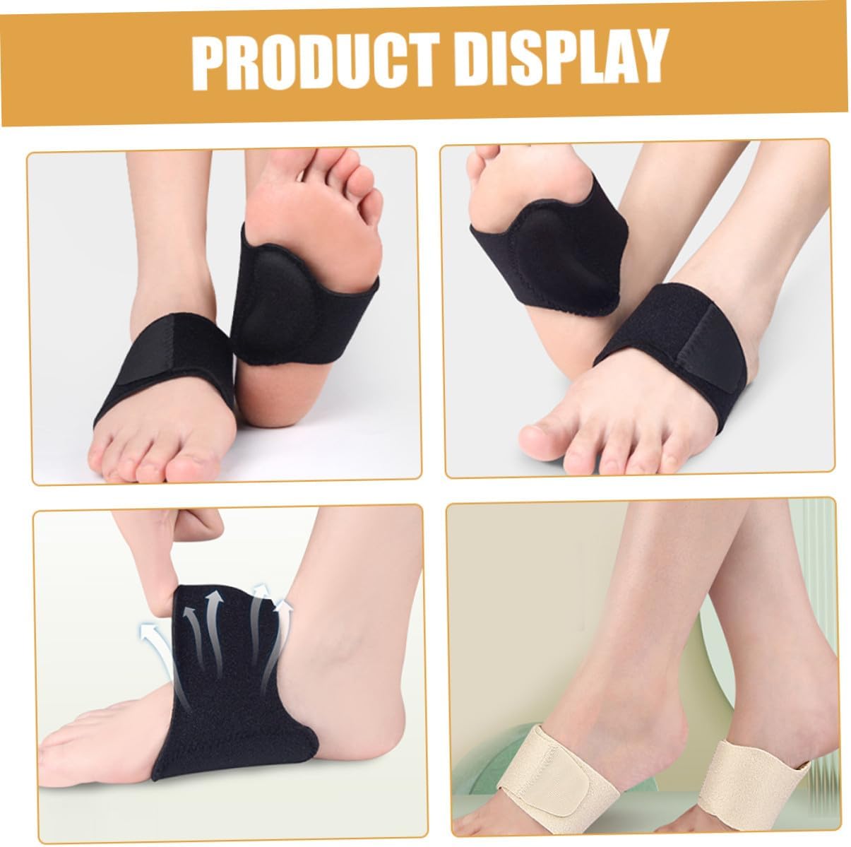 2 Pairs Arch Support Shoe Inserts High Arch Insoles with Heel and Metatarsal Pads Compression Foot Sleeves for Flat Foot Comfort Women Men