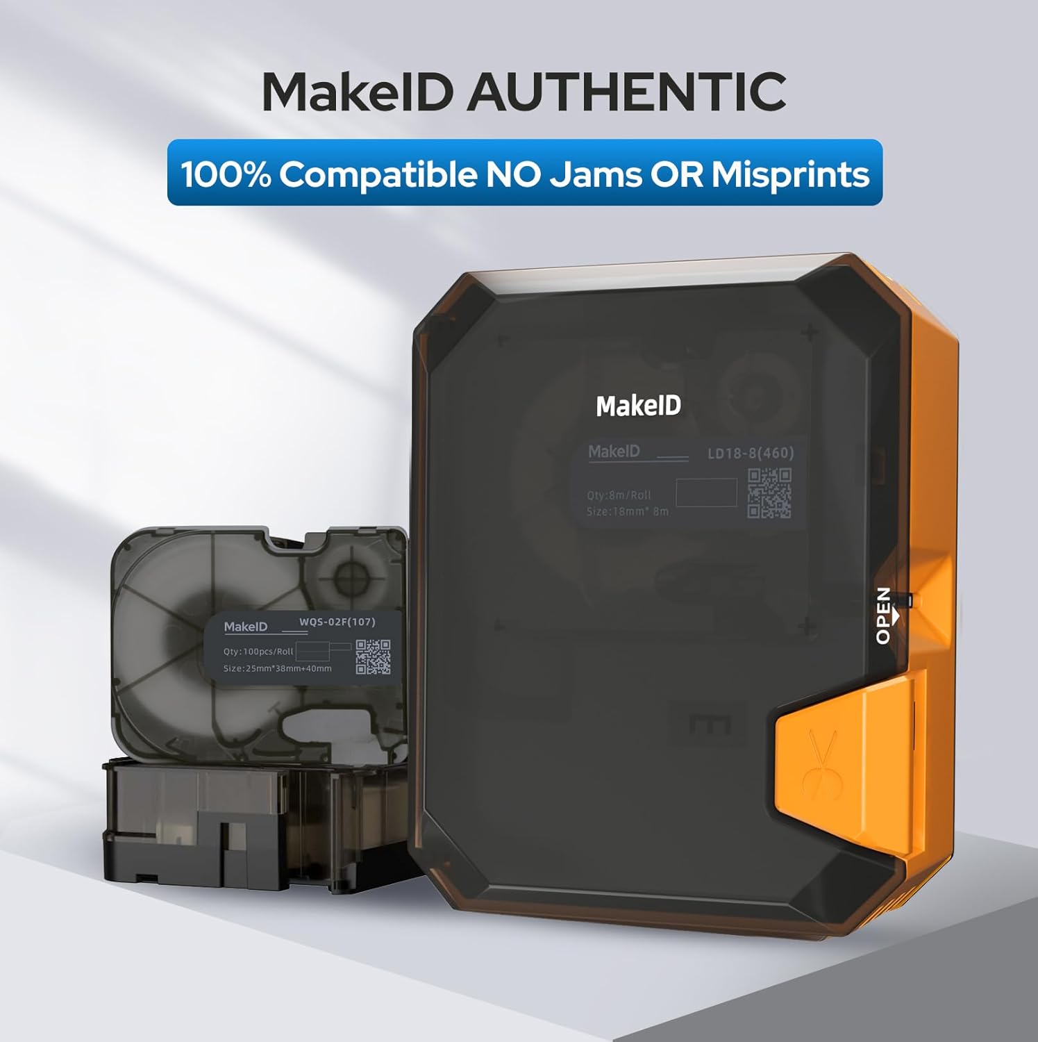 MakeID P31S & P31 Heat Shrink Wire and Cable Labels with Ribbon Label Maker – 3:1 Shrink Ratio, Cable Marking in Electrical, Automotive, and Industrial Environments, 0.24" Dia, Black on White