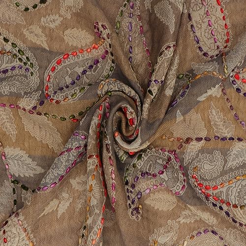 EH 100% LAMB WOOL THICK, HAND EMBROIDERED BEAUTIFUL PAISLEY & FLORAL LARGE, WARM PASHMINA, SCARF, STOLE, WRAP4