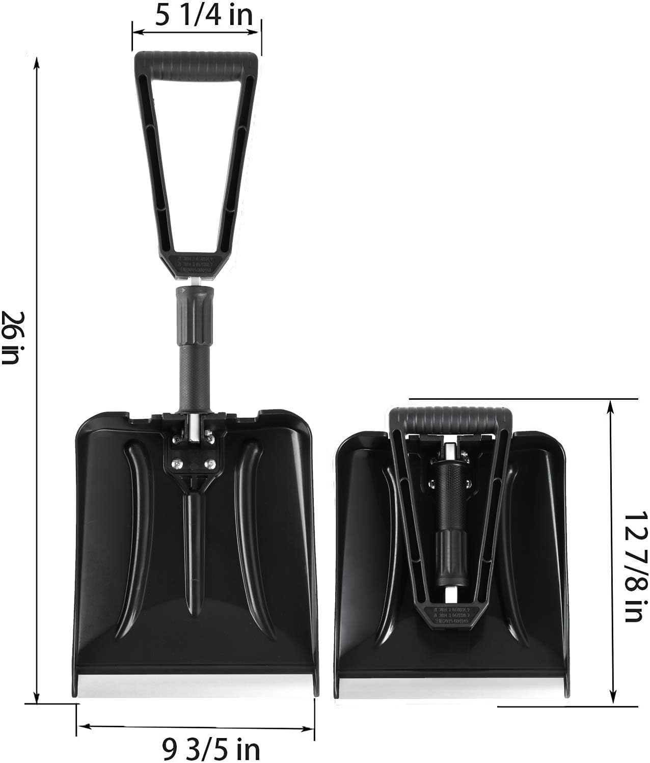 review ELIVERN Foldable Snow Shovel, Compact Snow Shovel with Comfortable D-Grip Handle and Durable Aluminum Edge Blade, 13