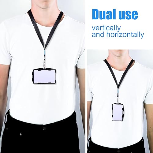 Miniatura 6 de Paquete de 30 portatarjetas de 2 caras, de plástico duro, de plástico duro, para tarjetas de identificación, acceso vertical y horizontal,