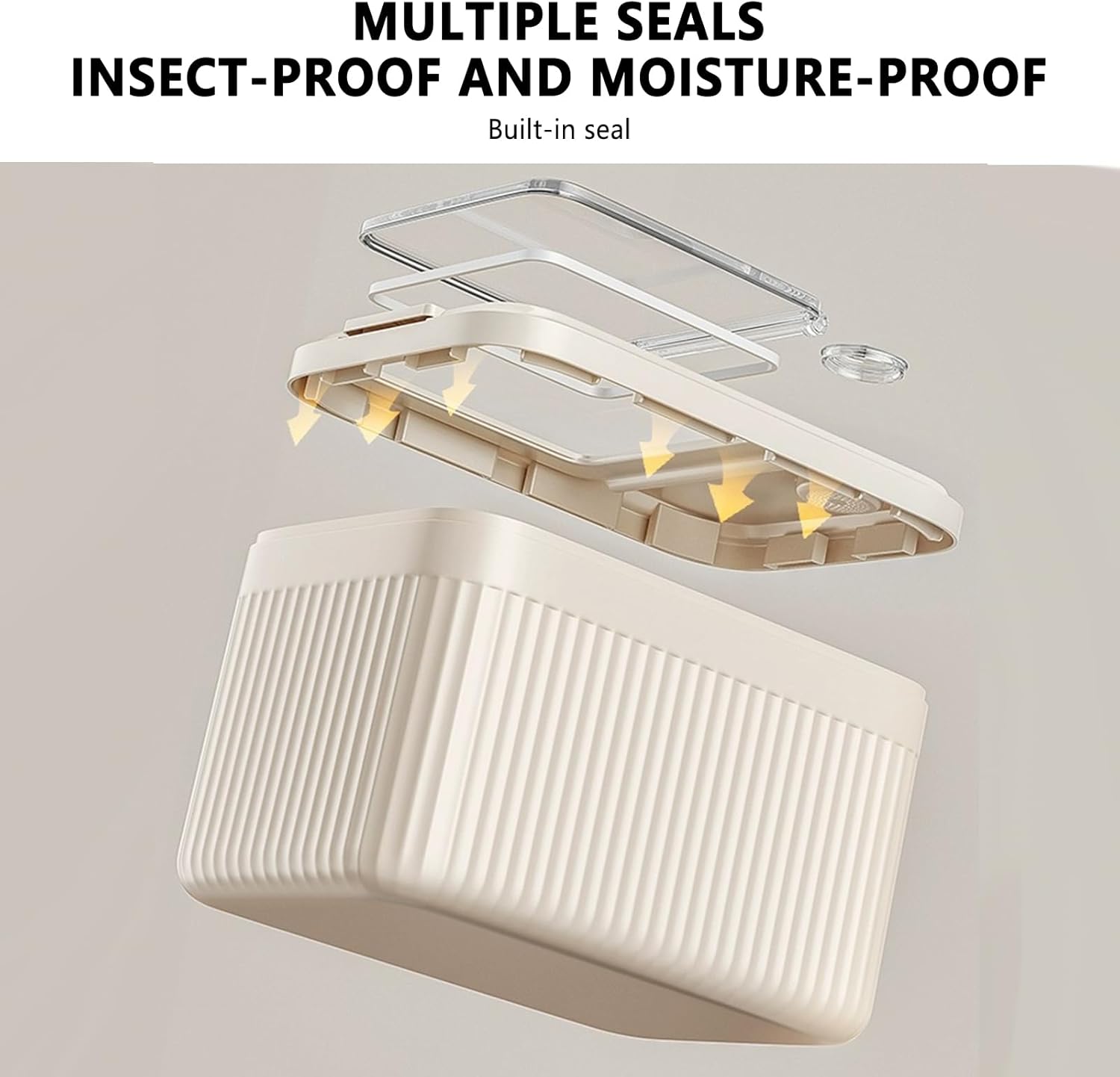 Animal Kibble Container - Feed Box for Organizing | Airtight Lid with Measuring Cup, Moisture Proof Locking Vessel, Pantry Stocking Accessory for Puppies, Kittens, Birds and Small Mammals