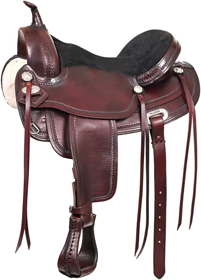 HILASON Western Horse Treeless Saddle American Leather Trail | Barrel for Horses
