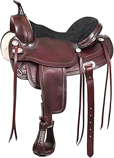 HILASON Western Horse Treeless Saddle American Leather Trail | Barrel for Horses