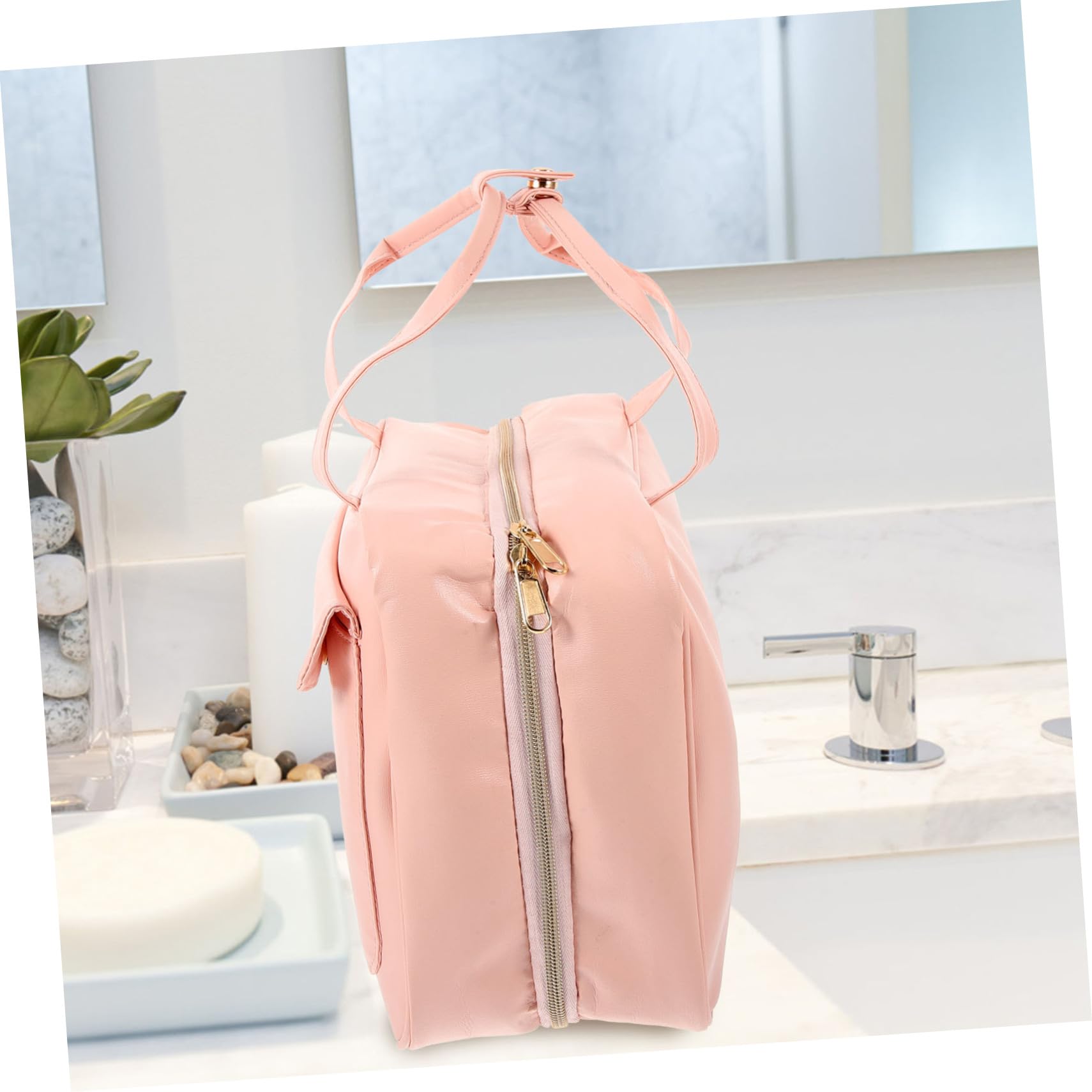 WOONEKY Borsa per Cosmetici Donna in Similpelle Organizer Cubo Scomparti Borsa da Viaggio per Articoli da Toeletta da Appendere Beauty Case