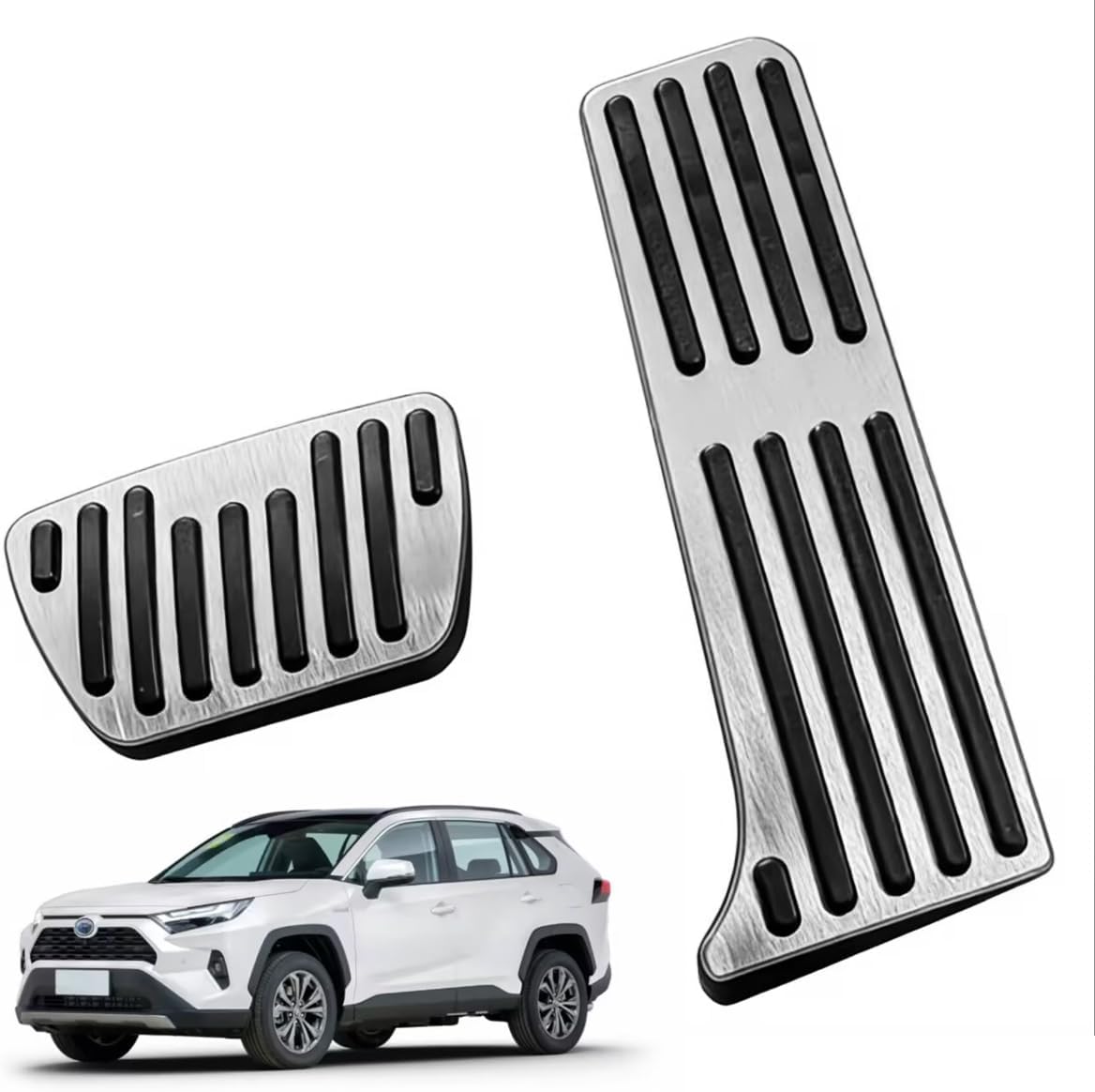 Car Pedal Covers for Toyota RAV4 2019 2020 2021 2022 2023 2024 2025 2026, Auto Aluminum Gas Pedal Covers Accessories Replacement, Non-Slip Accelerator Brake Foot Rest Pedals(Set of 2)