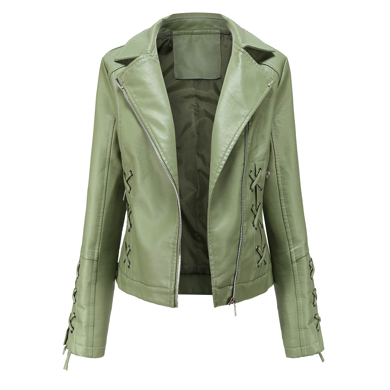 E-girl Damen Kunstleder Motorradjacke Revers RV,EU 36-48