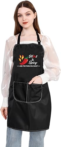 BDPWSS Regalo picante picante para amantes de la salsa, delantal con temática de chile, regalo temático picante y picante y la comida que deseas,