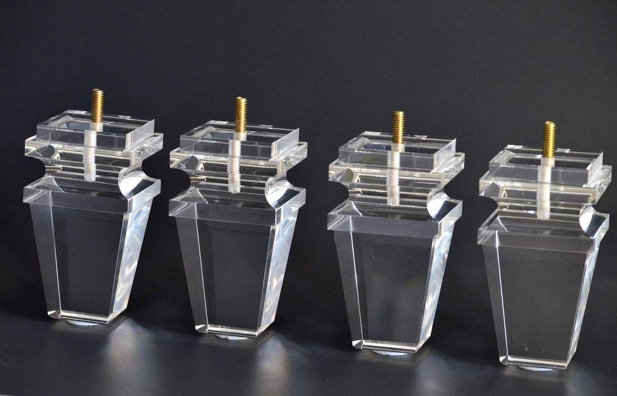 4 PCS Clear Acrylic Lucite Legs 5" H Tapered for Furniture DIY