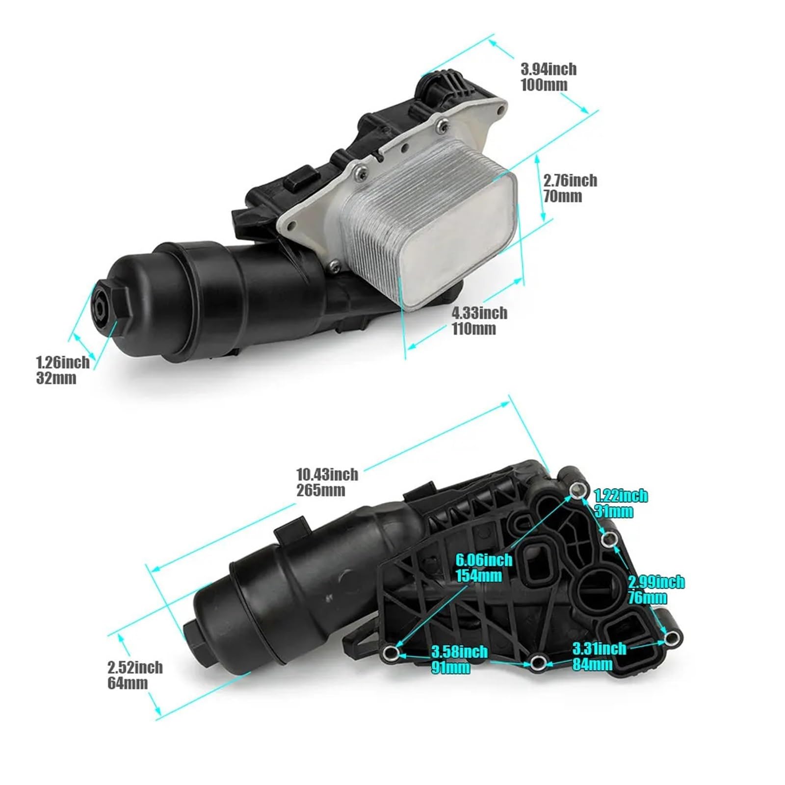 Ölkühler Kühler Kit 11428585235 Motorölfiltergehäuse passend für Bmw B32 B38 B46 B48 1234 Serie 116I 118I 318I für F55 F56 F57 F60 Kühler Konverter Zubehör