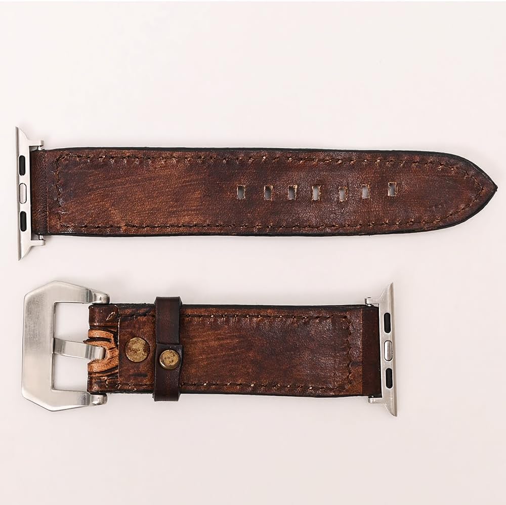 American Darling Beautifully Hand Tooled Genuine Leather I watch Strap Men and Women Unisex